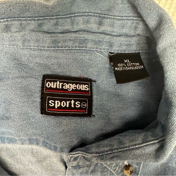 Outrageous sports chambray JEAN SHIRT WITH HORSES, MEN'S XL - Picture 8 of 8